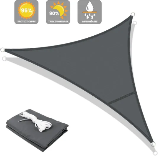Voile d'ombrage Triangulaire 5x5x7m,95% UV Protection pour Patio 5x5x7m Anthracite