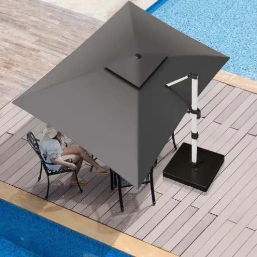 Test Devoko Parasol Déporté Carré 3x4 m : gros ombrage, quelques compromis