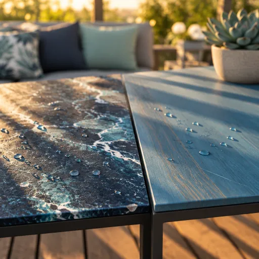 Table de jardin en céramique ou HPL : deux surfaces qui résistent à tout, sauf au même type de choc