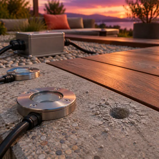 Spots encastrés pour terrasse : IP67, transformateur et le piège du perçage dans la dalle