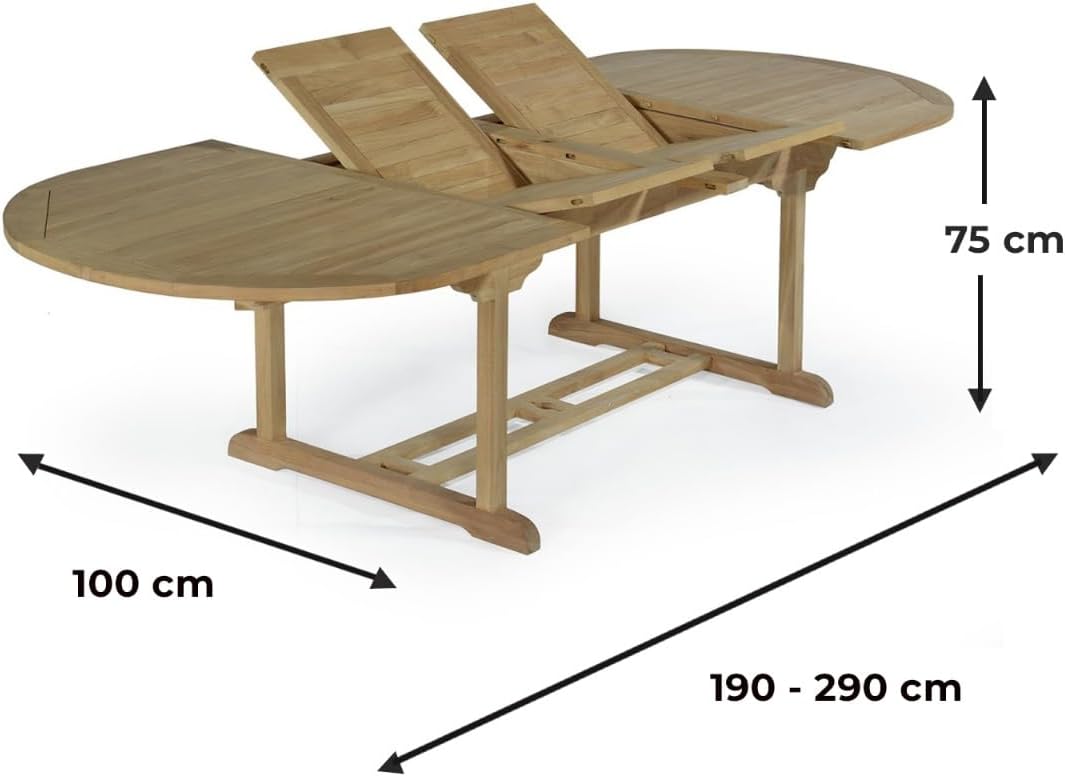 Teck'Attitude Table Extensible Ovale Teck Massif Florence XL