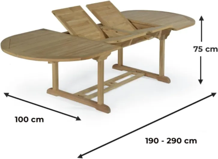 Teck'Attitude Table Extensible Ovale Teck Massif Florence XL