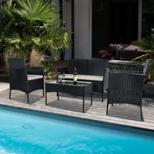 Test bigzzia Salon de Jardin Résine Tressée 4 Personnes : le petit ensemble qui fait le job sans ruiner le budget