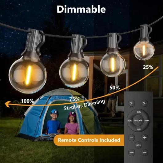 Guirlande Lumineuse Extérieure 30M - Guirlandes Guinguette Exterieur avec Télécommandé, 3 Modes, Minuteur, 50+2 G40 LED Ampoules, IP45 Imperméable, Contrôle Distance Étanche Guirlande Lumineuse 30M(G40) Remote Control