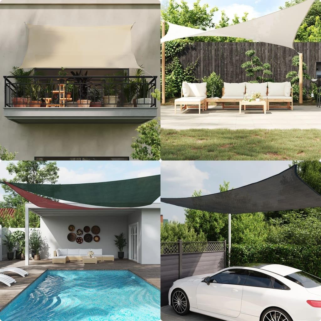 Voile d'ombrage 160 g/m² rectangulaire Sable 4x7 m PEHD, Voile de Soleil, Voile d’ombrage, Store de Patio, Voile de Pare-Soleil