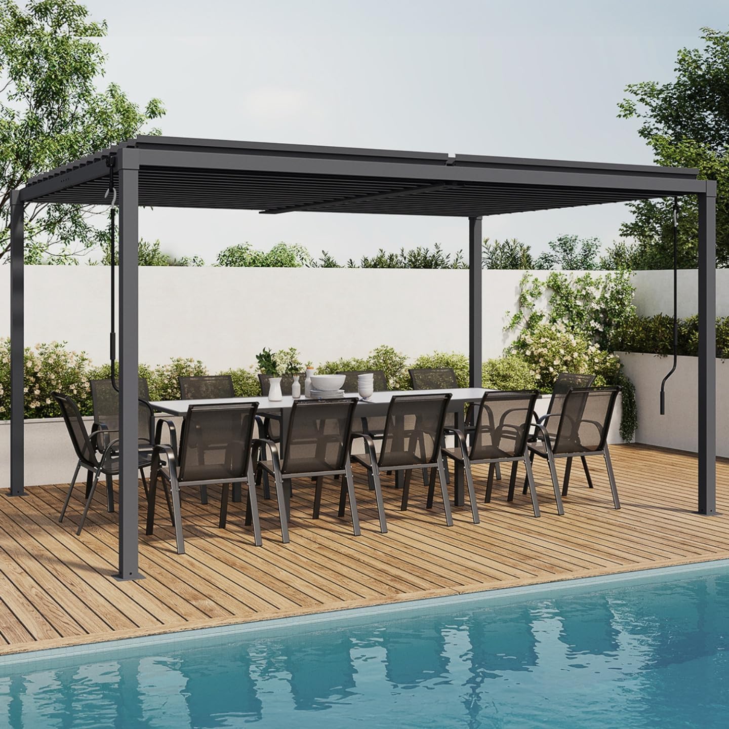 Pergola bioclimatique Lames orientables Acier 3x4 M Gris Anthracite