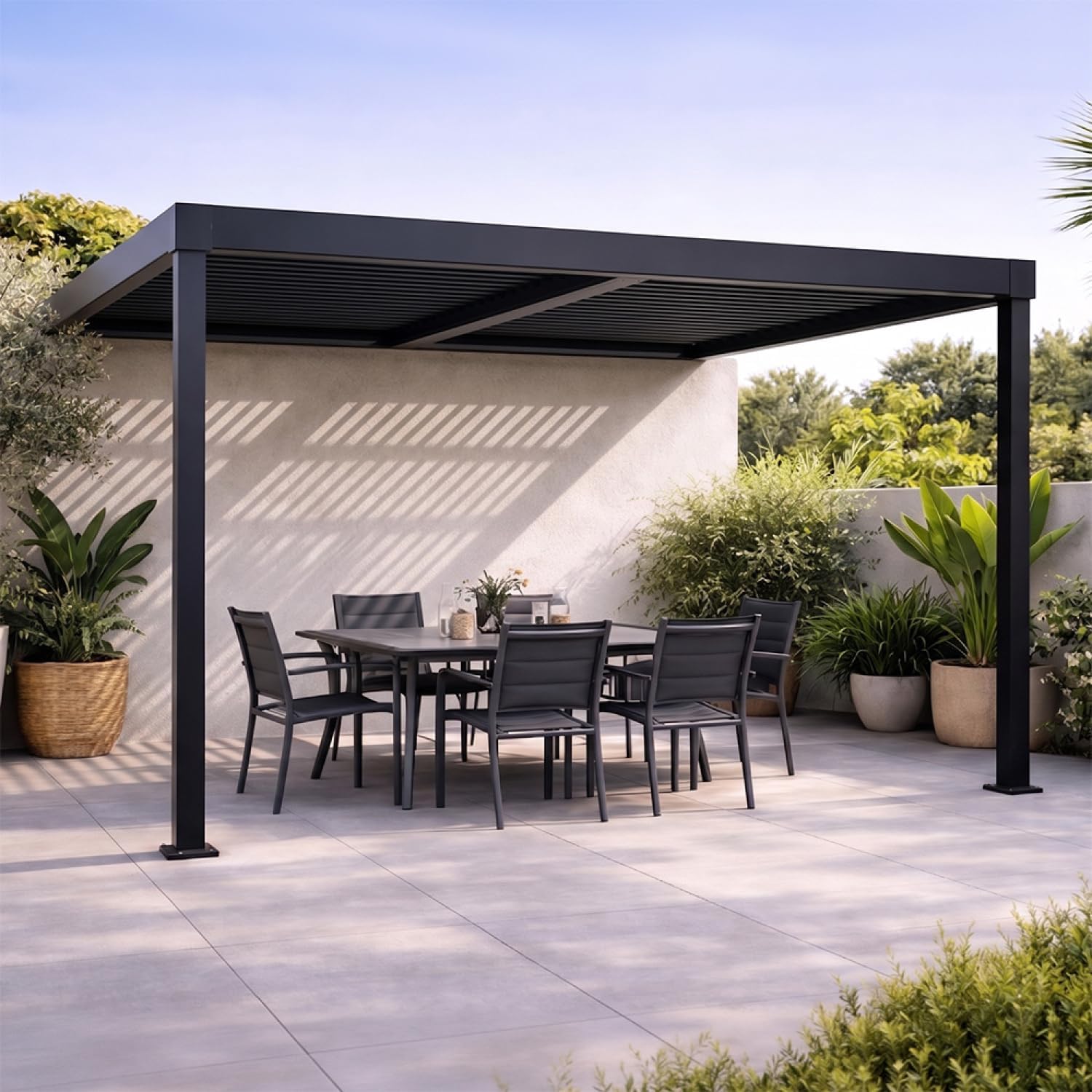 CONCEPT USINE - Pergolas et Tentes de Réceptions Noir - 3 x 3 m -Qualité Premium - Design SIFNOS Épuré & Fonctionnel - Mobilier Contemporain Durable - Confort & Durabilité au Quotidien