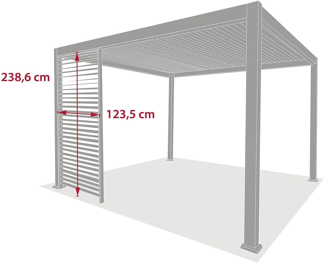 Persienne pour pergola bioclimatique Evora - 1/3 côté - 1,2 x 2,3 m Graphite