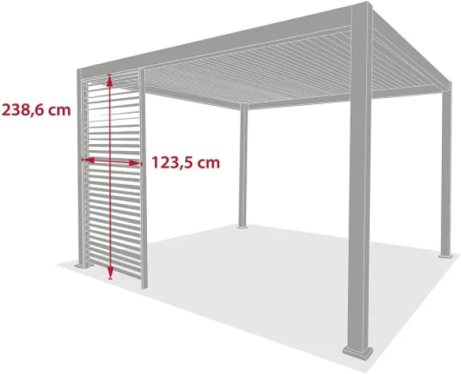 Persienne pour pergola bioclimatique Evora - 1/3 côté - 1,2 x 2,3 m Graphite