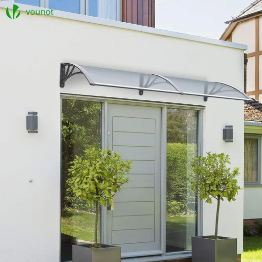 ® Auvent de Porte d'entrée Toit Marquise en Polycarbonate Porte Résistante Toit Abri Protection Contre La Pluie et UV Gris Transparent 200cm*80cm 200x80cm Gris