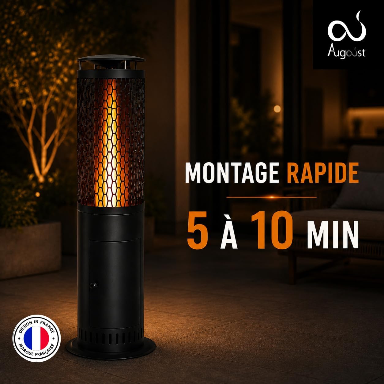Brasero d'ambiance à Pellets Extérieur Faible Fumée Poêle Design Moderne Chauffe terrasse Jardin Balcon Foyer Écologique Haute Performance pour Un feu Convivial Montage Rapide Modèle Athenes