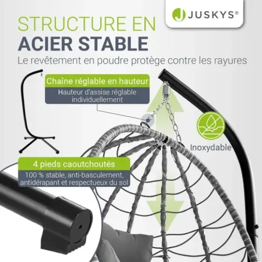 Test Fauteuil Suspendu Aria Juskys : le fauteuil œuf qui fait le job sur balcon et jardin