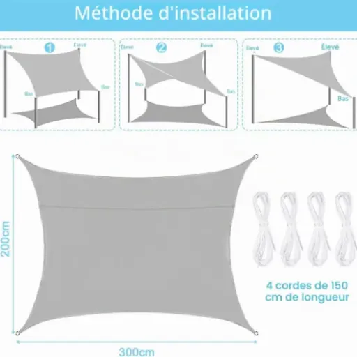Test Voile d'ombrage 2 x 3 m BARAKYEG : la petite toile pas chère qui fait le job sur la terrasse