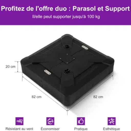 Test PURPLE LEAF Parasol Déporté 3 x 3 m : un gros parasol bien pensé, mais pas sans défauts
