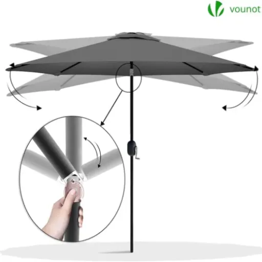 Test vounot Parasol Inclinable 270cm : le gros parasol de terrasse qui fait le job sans ruiner le budget