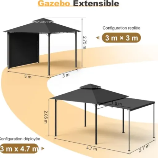 Test Devoko Tonnelle 3x3 m : la pergola extensible qui fait le job pour la terrasse
