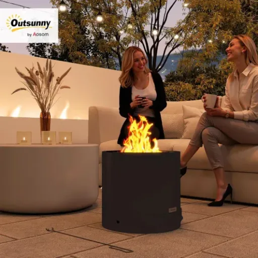 Test brasero Outsunny Ø45 cm : petit foyer de jardin simple qui fait le job