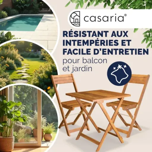 Test Casaria Salon De Jardin Extérieur : le petit set pliant en acacia qui fait le job pour balcon et terrasse
