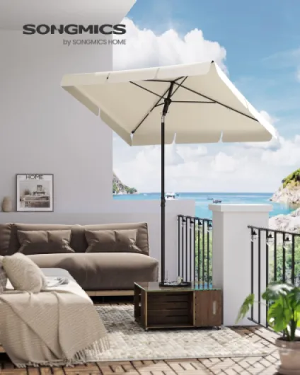 Parasol 180 x 125 cm, Protection Solaire UPF 50+, Inclinable sur 30° dans les 2 sens, Hauteur Réglable, avec Sac de Transport, pour Jardin, Terrasse, sans Base, Beige GPU180M01 180L x 125P cm Beige