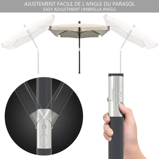 ® Parasol Inclinable Rectangulaire 200x125cm 160gr/m2 avec Protection UV Hauteur 2m35 Toile Polyester Parasol Pliable pour Extérieur Inclus Housse de Protection Beige