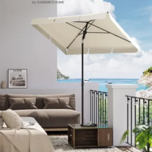 Test Parasol SONGMICS 180 x 125 cm : le petit parasol qui fait le job sur balcon sans se ruiner