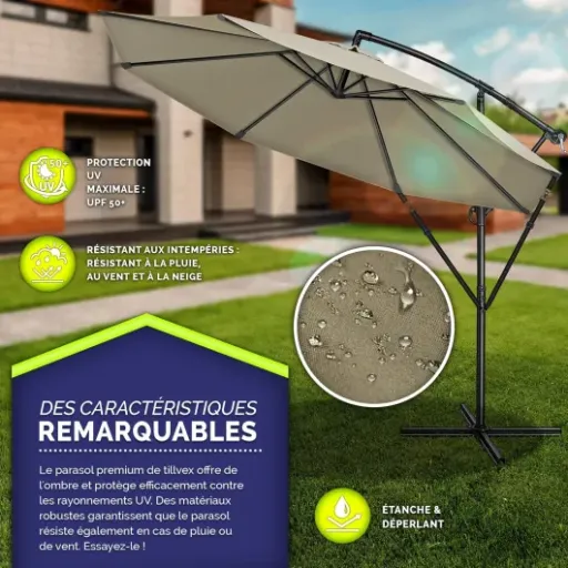 Test Tillvex Parasol déporté 3 m : le gros parasol pas cher qui fait le job (avec quelques limites)