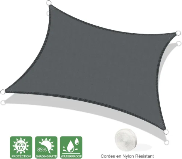 Voile d'ombrage Imperméable Rectangulaire 2x2,5m Toile Ombrage UV Protection pour Terrasse Jardin Extérieur-Gris Anthracite 2x2,5m Gris Anthracite