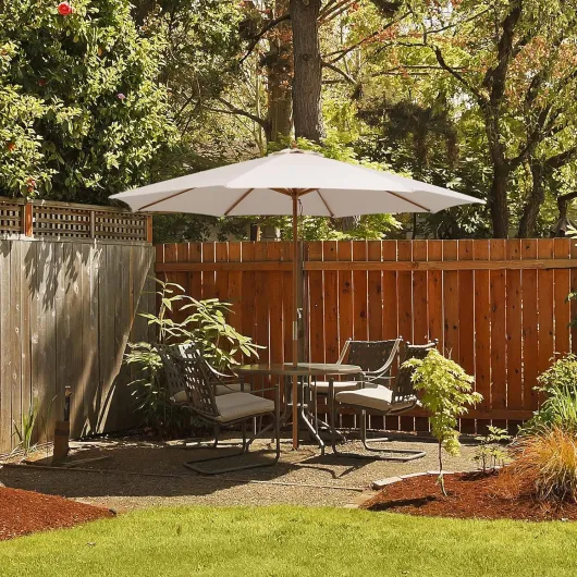 Parasol de Jardin Exterieur, 3 Hauteurs Réglables, Parasol Balcon Extérieur, 8 Baleines en Bambou, Toit Ventilé Imperméable, Cordon de Serrage, pour Jardin, Cour, Piscine Beige Ø270 x H248 cm