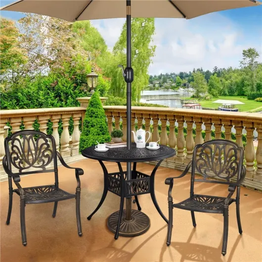 Pied de Parasol 10 kg Lestage pour Parasols en Résine et Fer pour Terrasse, Piscine, Patio, Jardin, Restaurant Bronze Φ44×32 cm