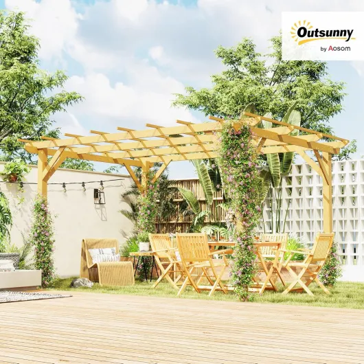 Pergola Jardin Exterieur 3 x 4 m, pergola en Bois, tonnelle de Jardin pour vignes grimpantes, Fleurs, rosiers, pergola pour terrasse, Patio, Bois Naturel