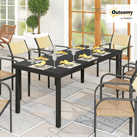 Table à Manger de Jardin pour 8 Personnes, Table de Jardin extérieure en Aluminium, pour Patio, terrasse, 190 x 90 x 74 cm, Noir