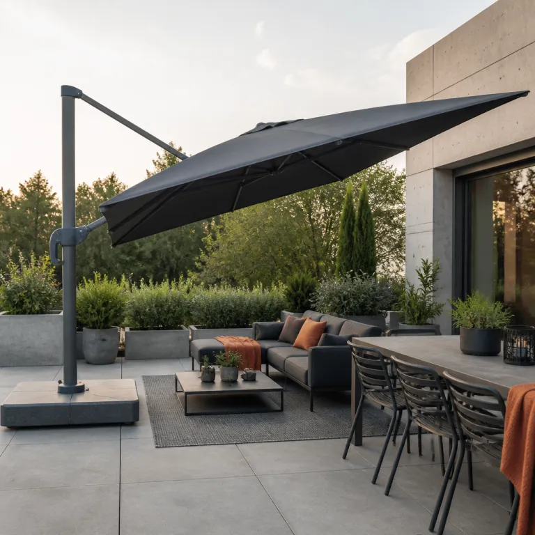 Parasol déporté 4x3 : l’allié rectangulaire inclinable pour une terrasse vraiment habitable
