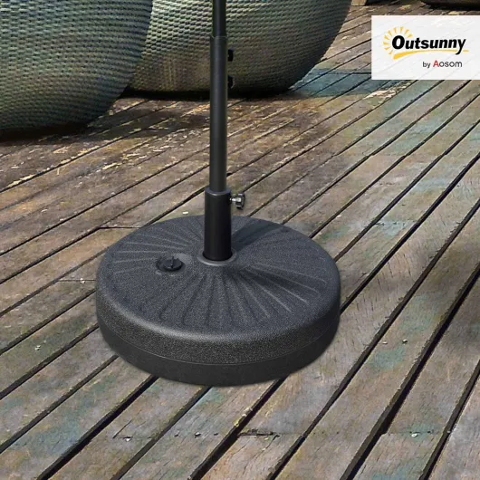Pied de Parasol Rond Socle de Parasol Base de lestage Sable et Eau pour parasols Ø 38/48 mm Acier HDPE dim - 51L x 51l x 30,5H cm Noir