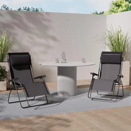MOBILIER - Fauteuil Relax Zéro Gravité RT 2 - Chaise Longue Pliante Terrasse et Jardin - Toile Batyline Résistante - Transat Multiposition, Tout Confort, Fabriqué en France - Gris Fonte