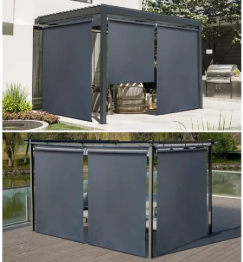 Lot de 3 Stores rétractables pergola - 124 x 225 cm - Gris Anthracite