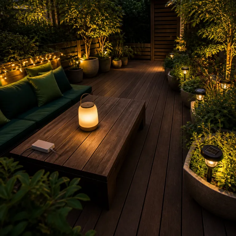 Éclairer sa terrasse sans prise : autonomie réelle des lampes solaires, LED rechargeables et guirlandes à pile